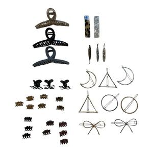 Huge Lot Aesthetic Hair Clips: Claw Clips, Celestial Moon & Geometric Barrettes
